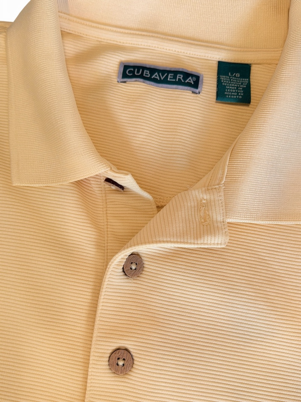 Cubavera Men's Pale Yellow Textured Polo
 Classic